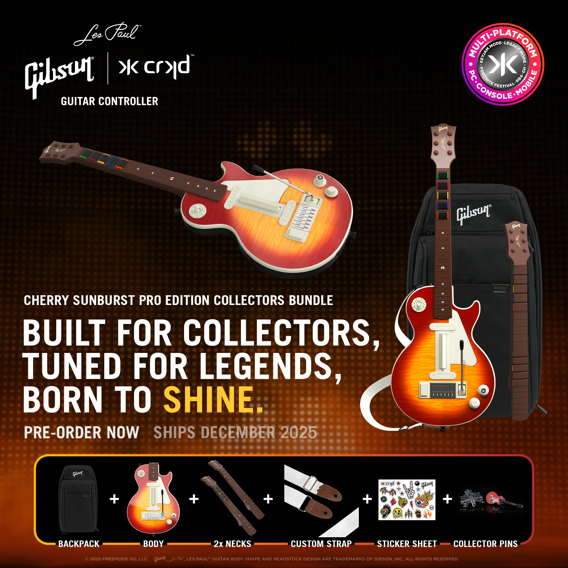 CRKD Gibson Les Paul Cherry Sunburst Pro Edition Guitar Controller Collectors Bundle (Multi-platform)
- Image 3