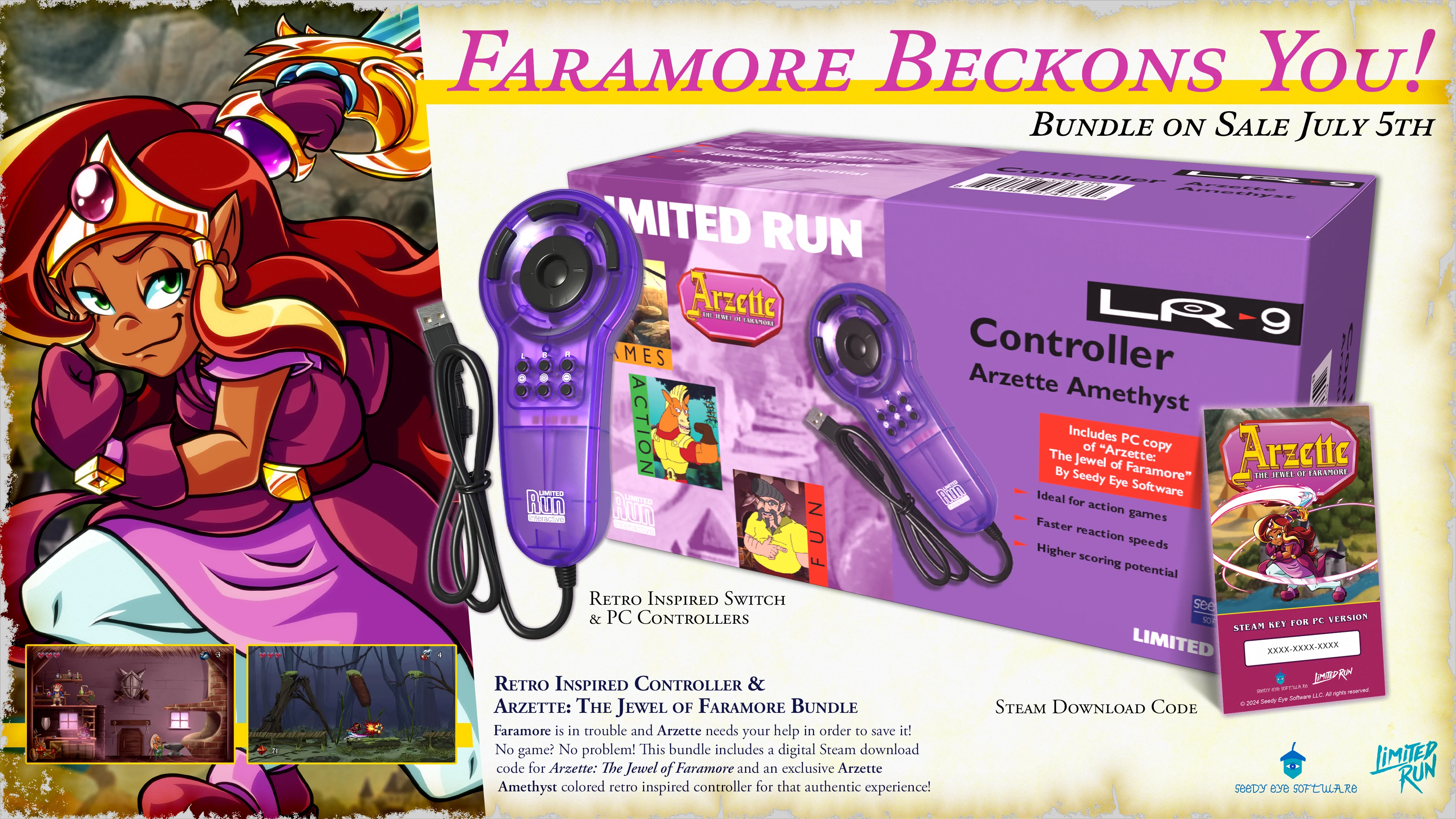 Retro Inspired Controller & Arzette The Jewel of Faramore Bundle - Image 3